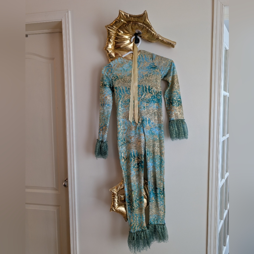 Kids Gold and Green Seahorse Costume